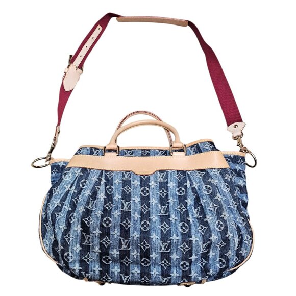 LOUIS VUITTON Monogram Denim Porte Epaule Raye Cabas GM Shoulder 2 Way Bag EUC - Picture 3 of 14